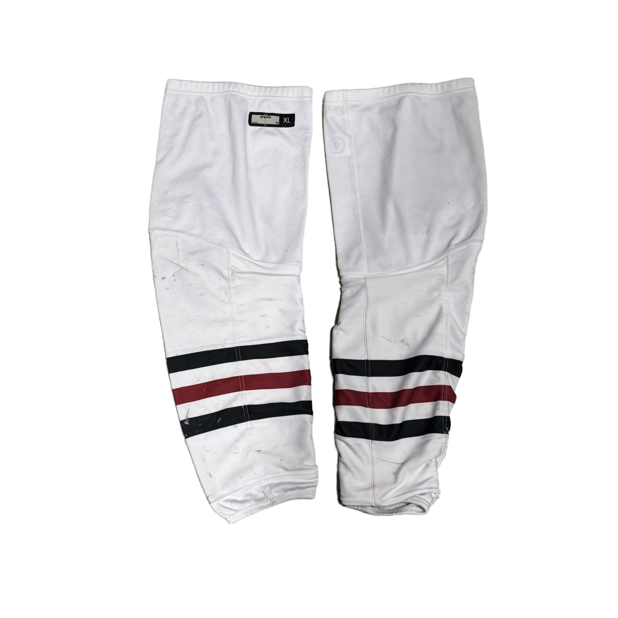 OHL - Used CCM Hockey Sock (White/Burgundy/Black)